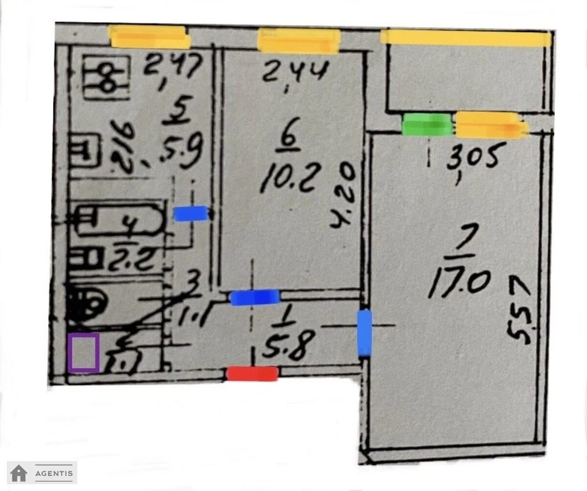 Apartment for rent. 2 rooms, 46 m², 7th floor/9 floors. 28, Ozerna 28, Kyiv. 