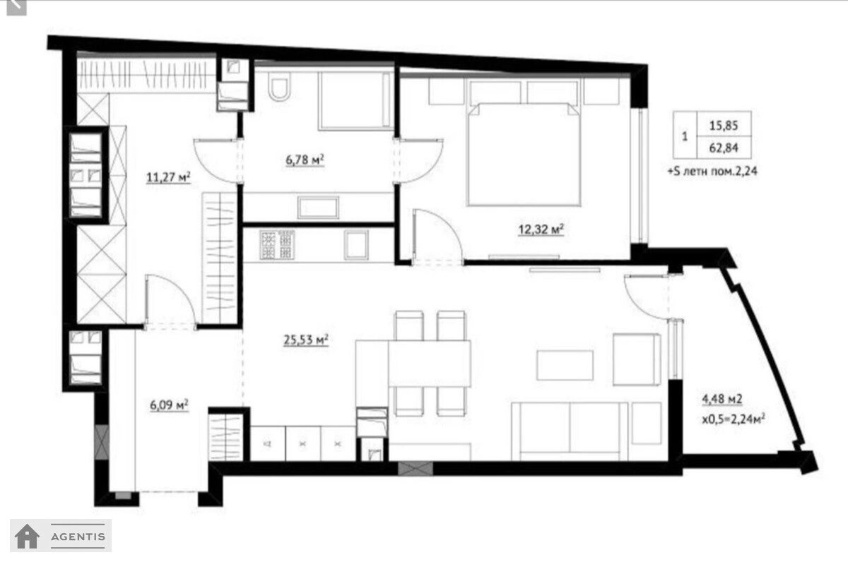 Здам квартиру 1 кімната, 63 m², 14 пов./20 поверхів. 60, Голосіївський 60, Київ. 