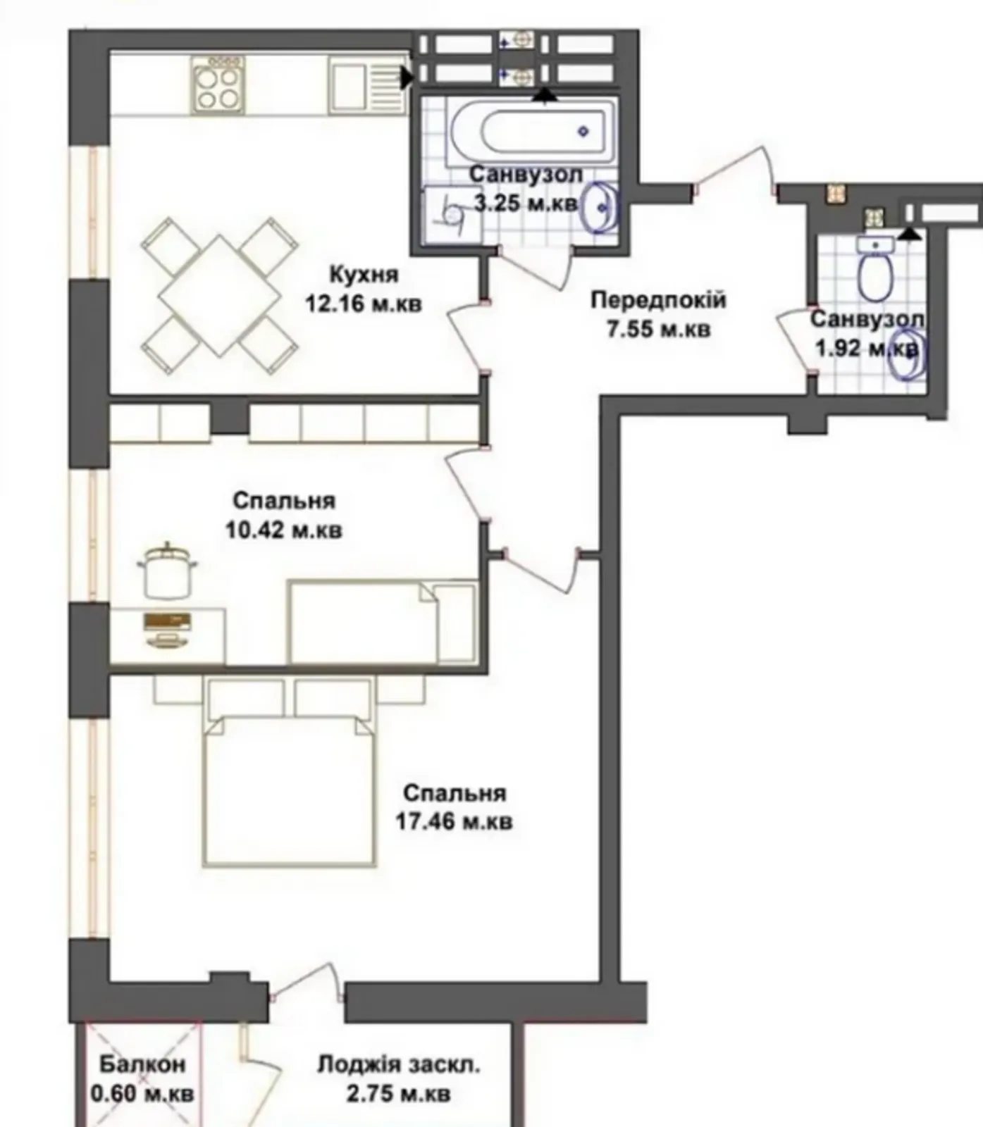 Продаж квартири 2 кімнати, 56 m², 10 пов./13 поверхів. Бам, Тернопіль. 