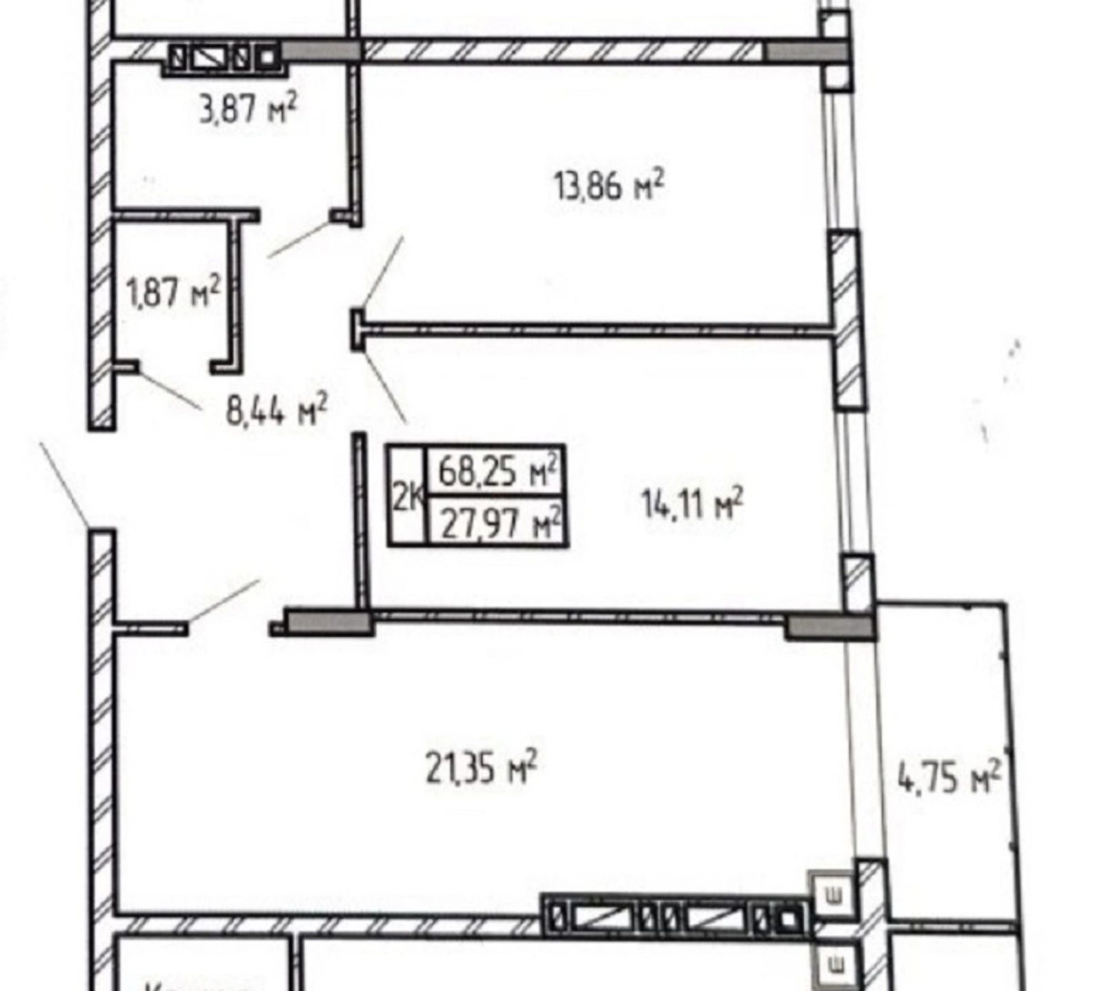 Продаж квартири 2 кімнати, 6825 m², 6 пов./10 поверхів. 7, Вербицького М. вул., Тернопіль. 