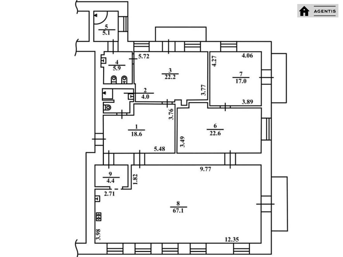 Apartment for rent. 4 rooms, 176 m², 1st floor/7 floors. 1, Sofijivska 1, Kyiv. 