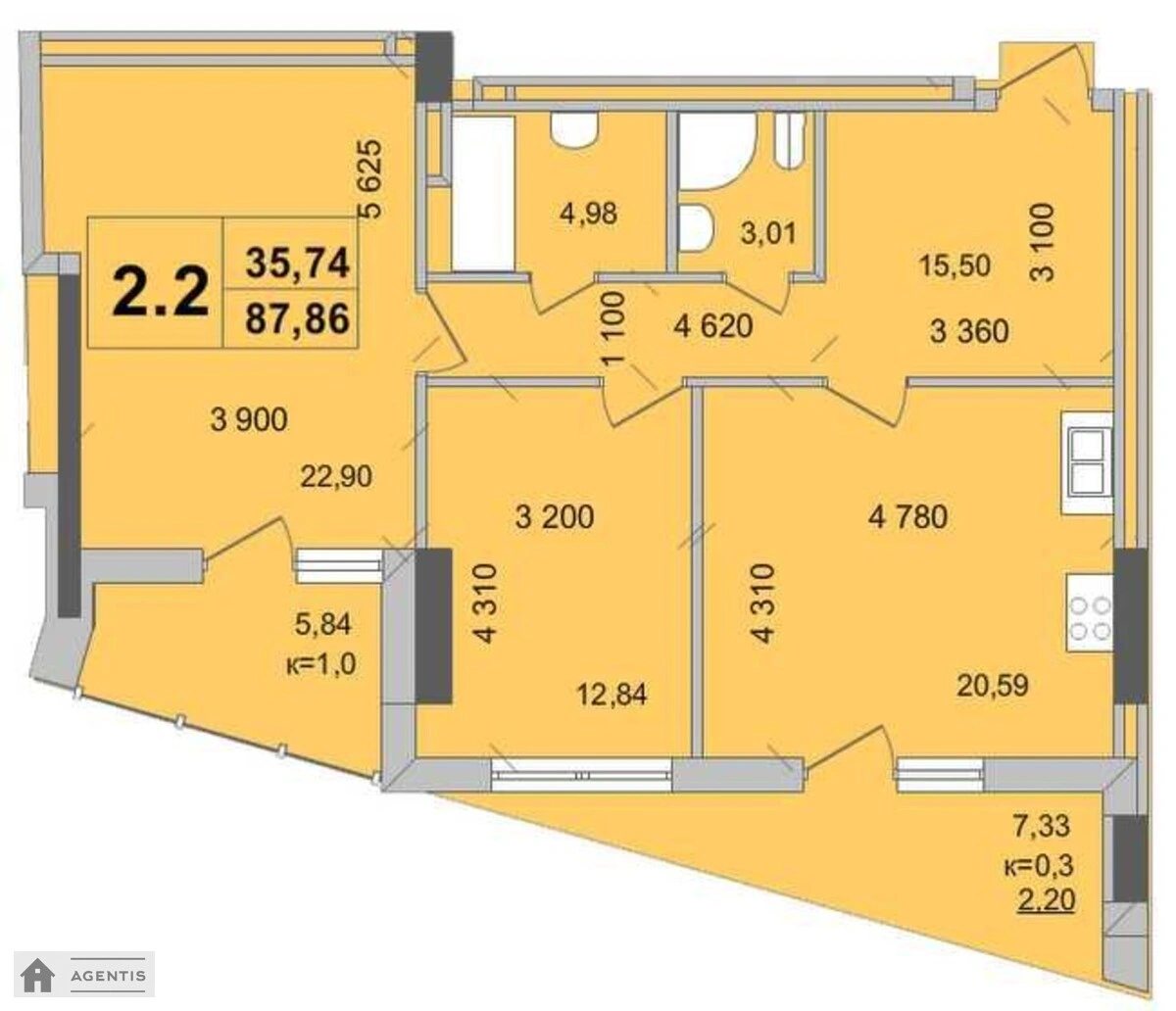 Здам квартиру. 3 rooms, 90 m², 7th floor/15 floors. 47, Гоголівська 47. 