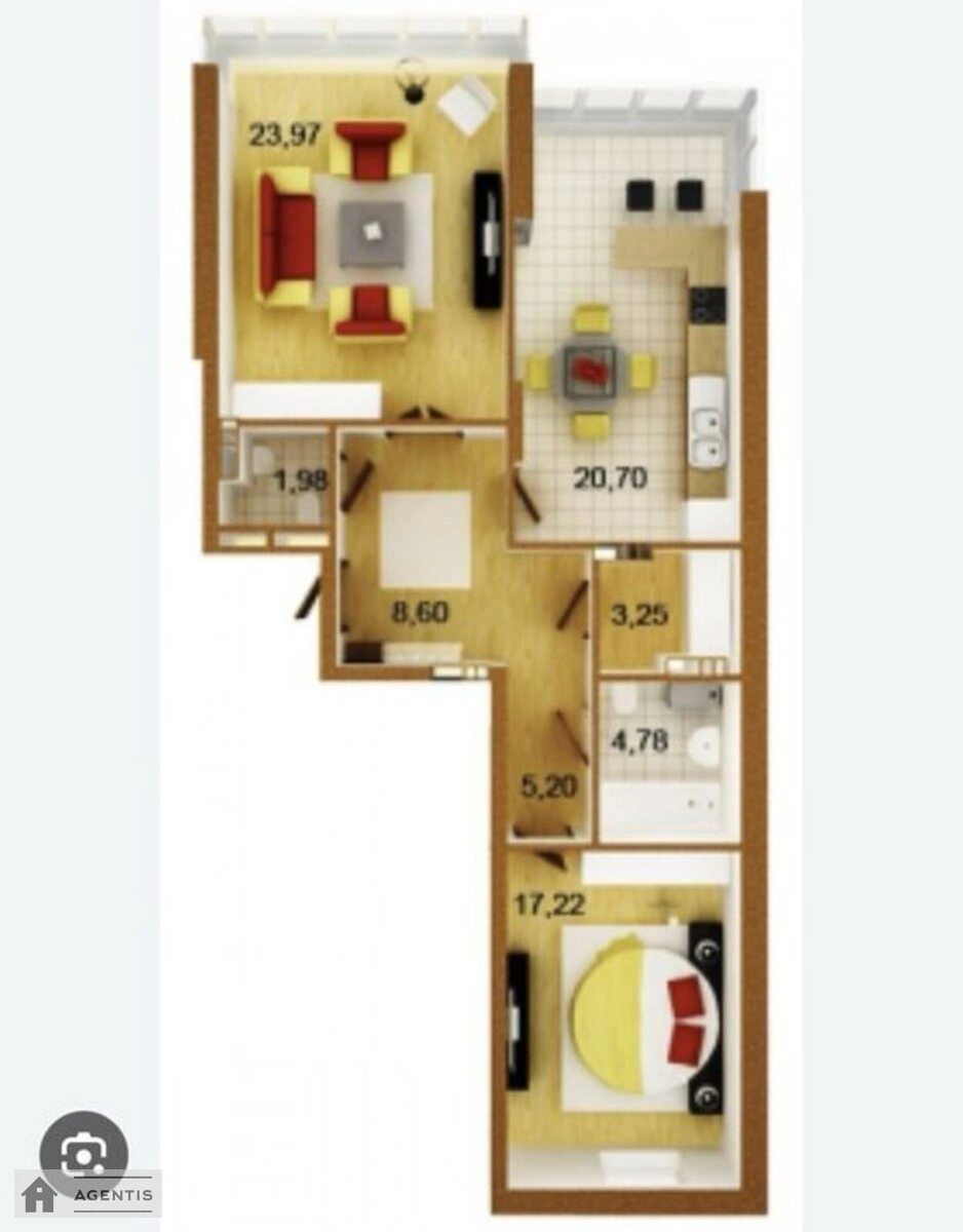 Здам квартиру. 2 rooms, 87 m², 6th floor/23 floors. 14, Дніпровська набережна 14, Київ. 