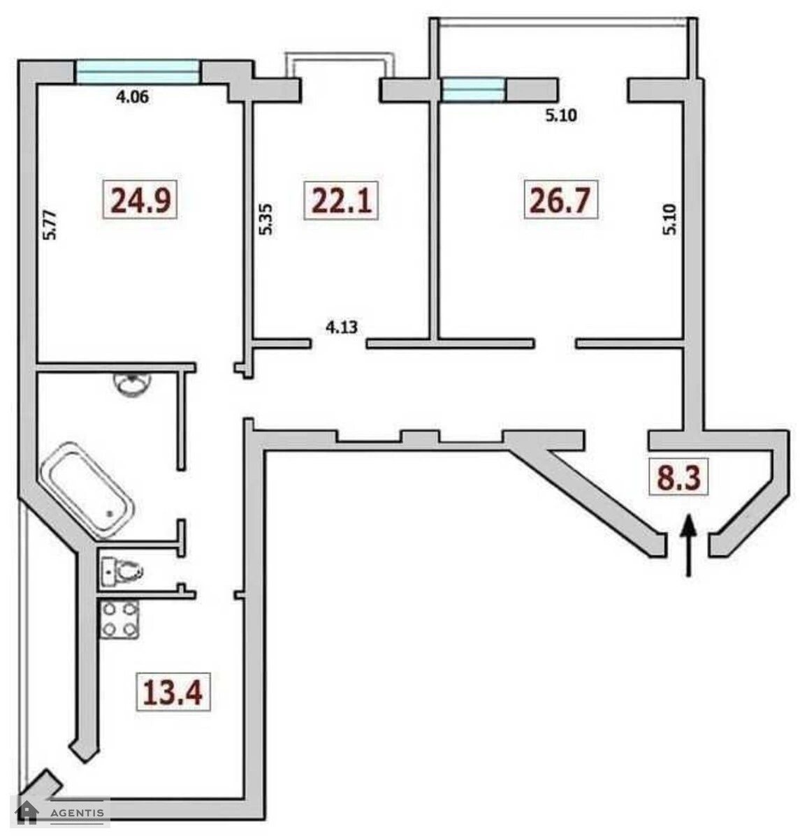 Здам квартиру. 3 rooms, 130 m², 5th floor/6 floors. 32, Богдана Хмельницького вул., Київ. 