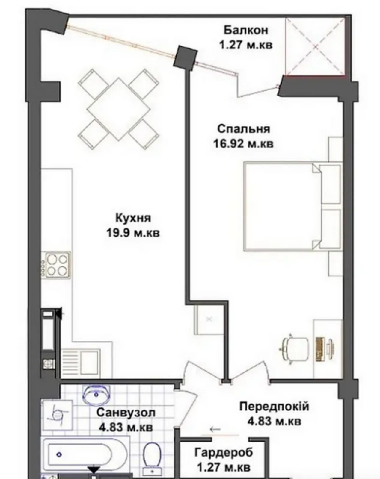 Apartments for sale. 1 room, 49 m², 11 floor/13 floors. Bam, Ternopil. 