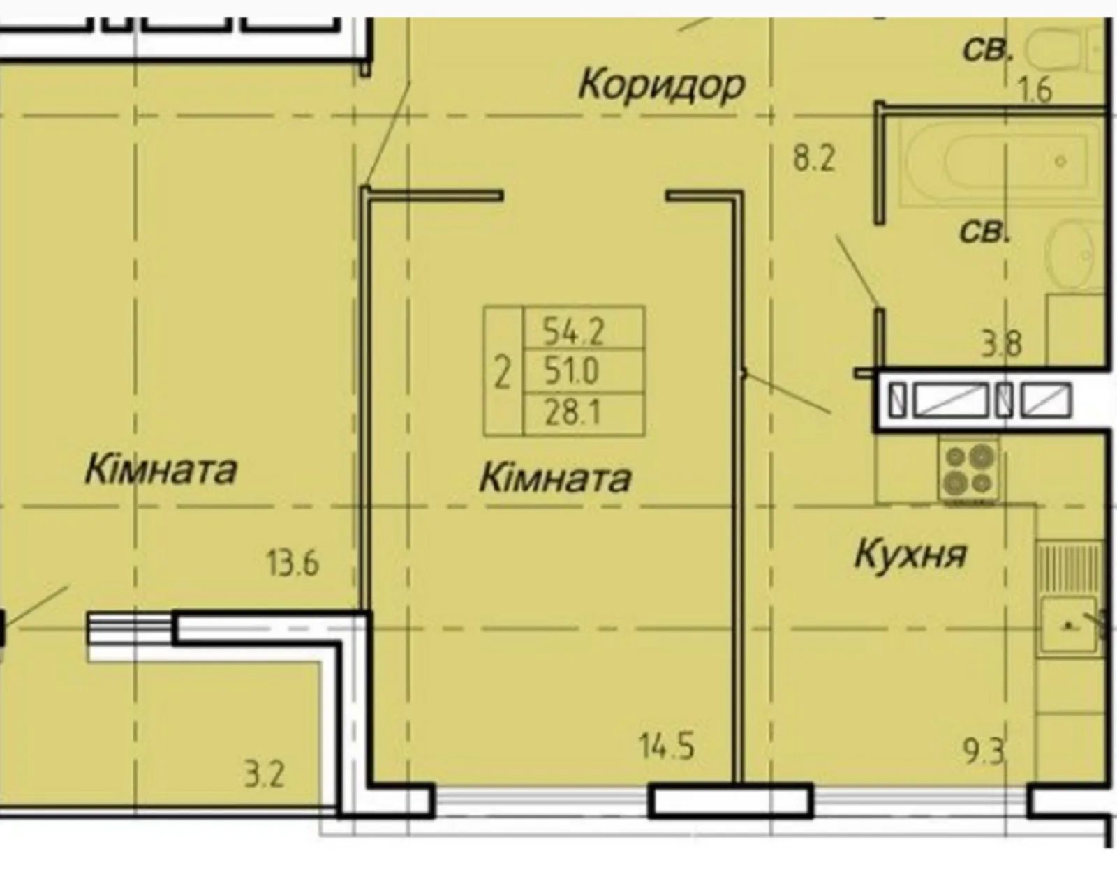 Apartments for sale 2 rooms, 542 m², 8th fl./16 floors. Nechaya Polkovnyka vul., Ternopil. 