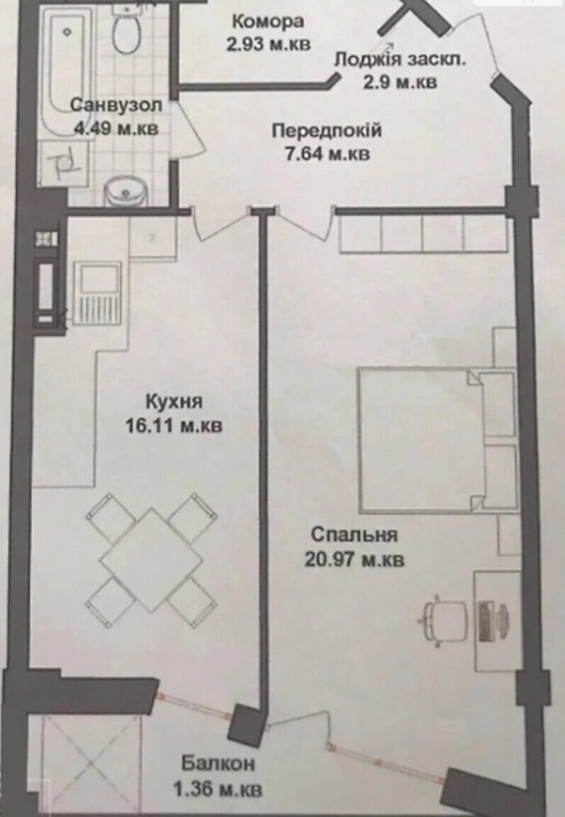 Продаж квартири 1 кімната, 53 m², 12 пов./14 поверхів. Бам, Тернопіль. 