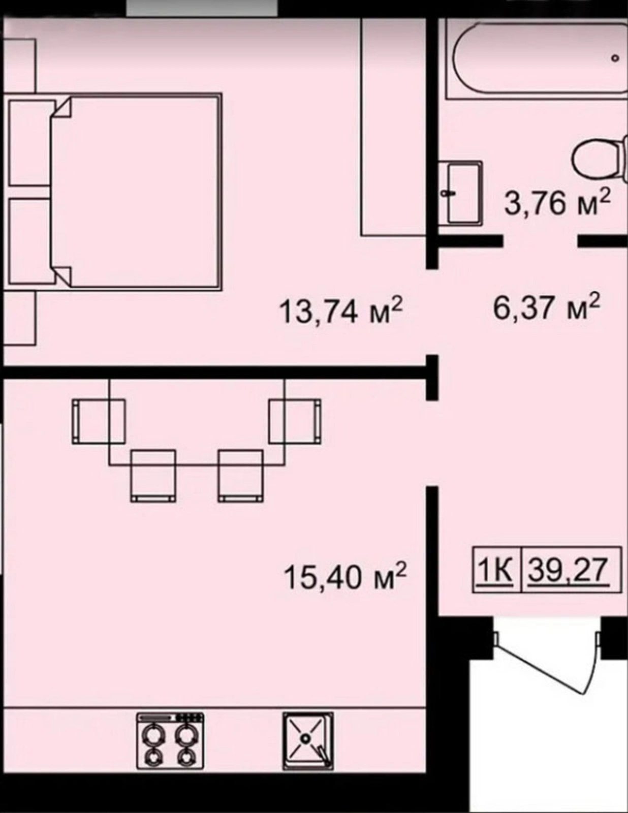 Продаж квартири 1 кімната, 40 m², 3 пов./3 поверхи. Дружба, Тернопіль. 