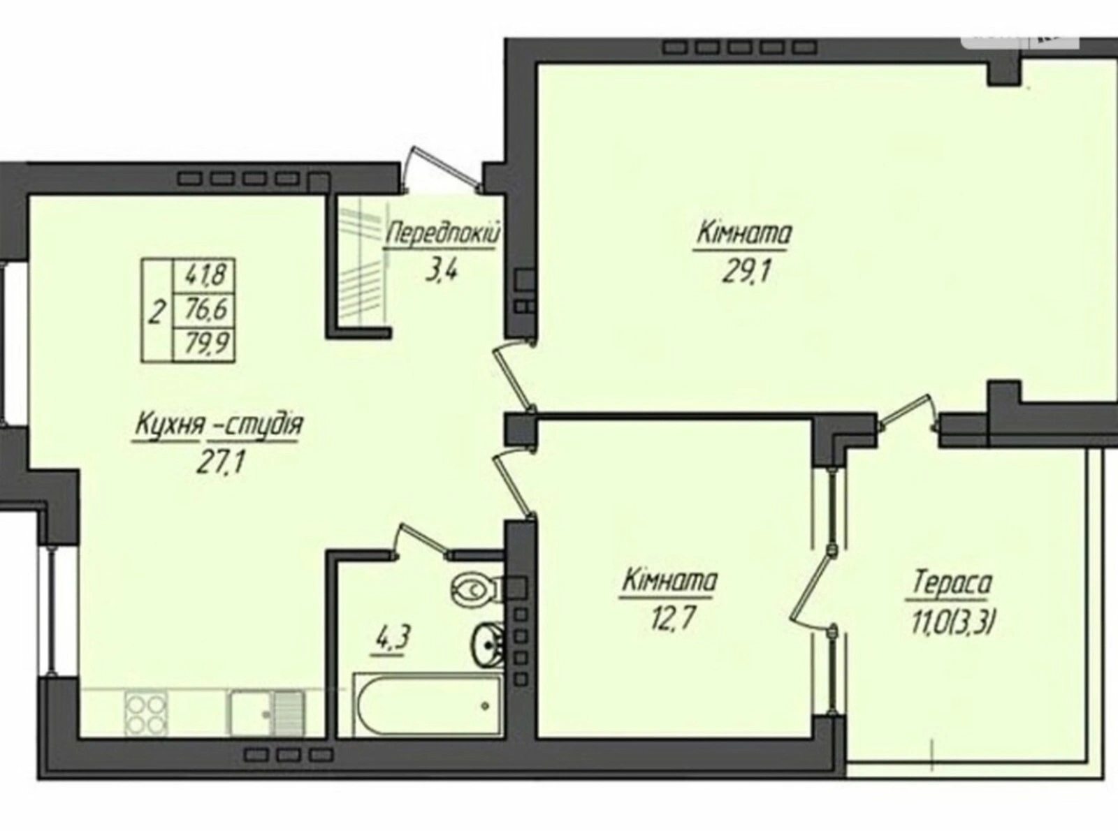 Продаж квартири 2 кімнати, 80 m², 4 пов./4 поверхи. Петриків / Шептицького вул., Тернопіль. 