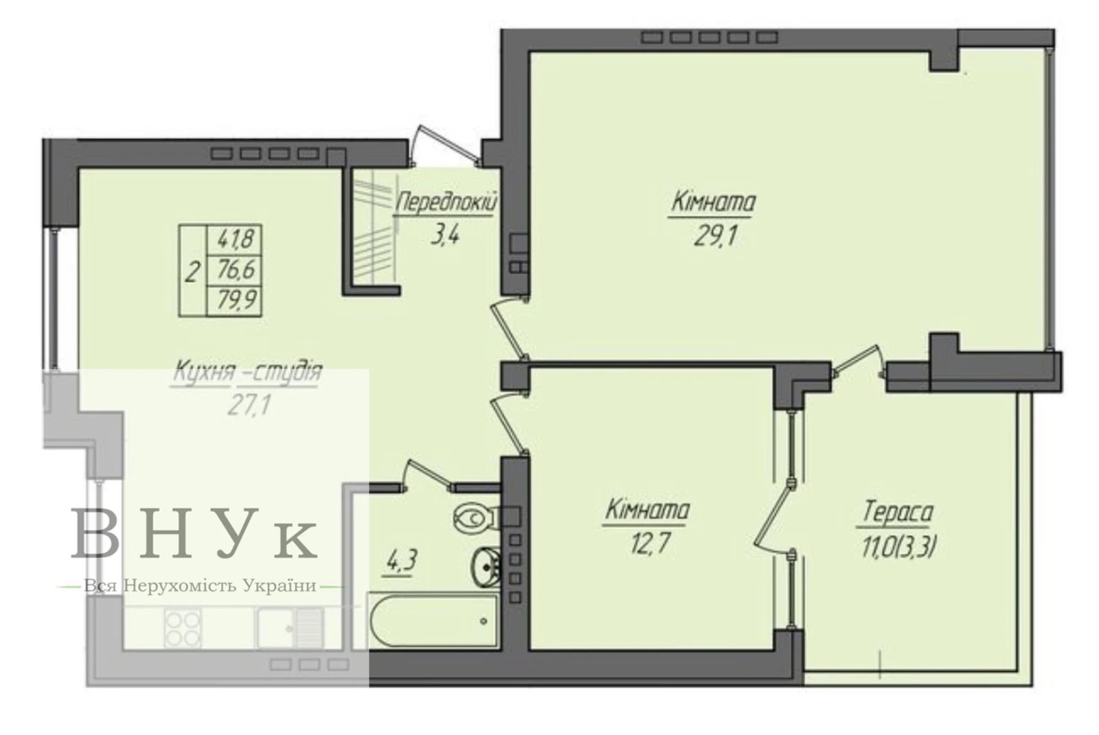 Продажа квартиры 2 комнаты, 80 m², 4 эт./4 этажа. Шептицького , Петрыкив. 