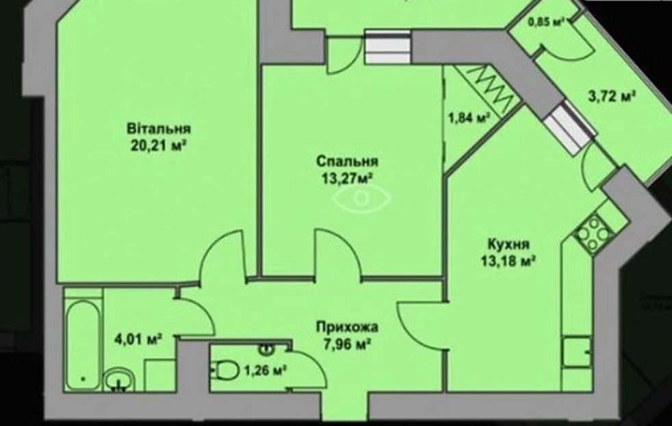 Продаж квартири 2 кімнати, 6997 m², 6 пов./6 поверхів. Довженка О. вул., Тернопіль. 