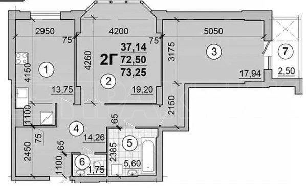 Продажа квартиры 2 комнаты, 74 m². Миру , Чернигов. 