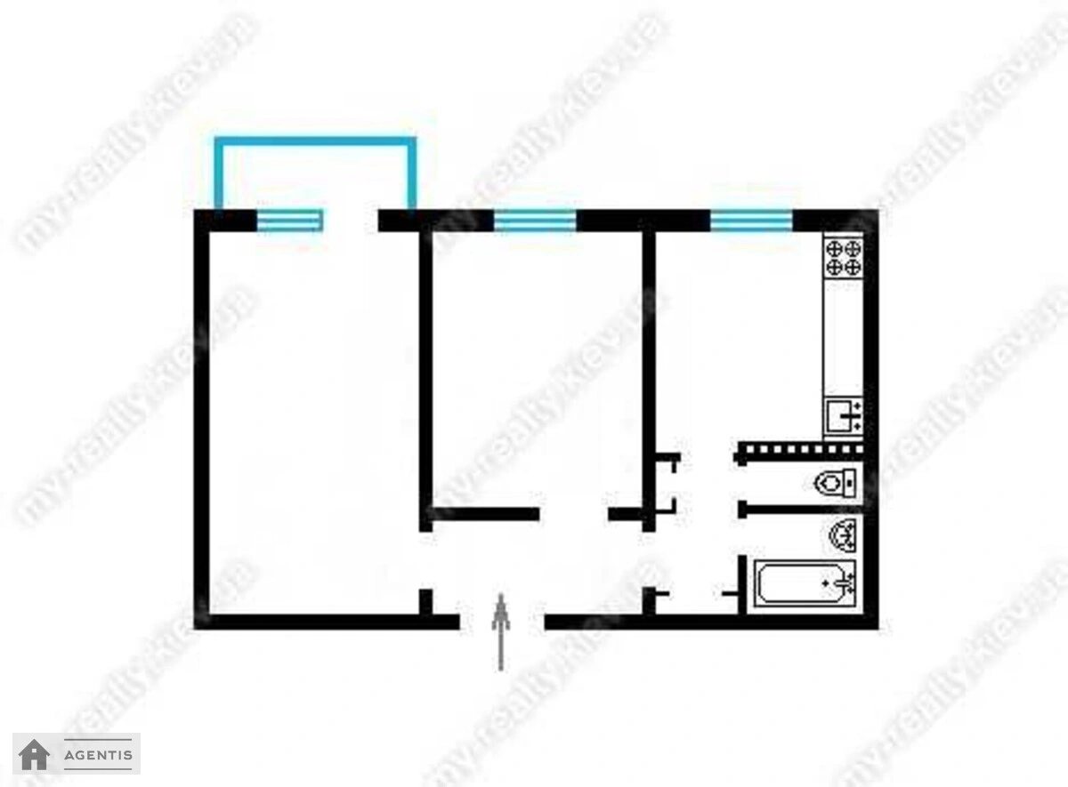Здам квартиру. 2 rooms, 48 m², 3rd floor/9 floors. 9, Мілютенка 9, Київ. 