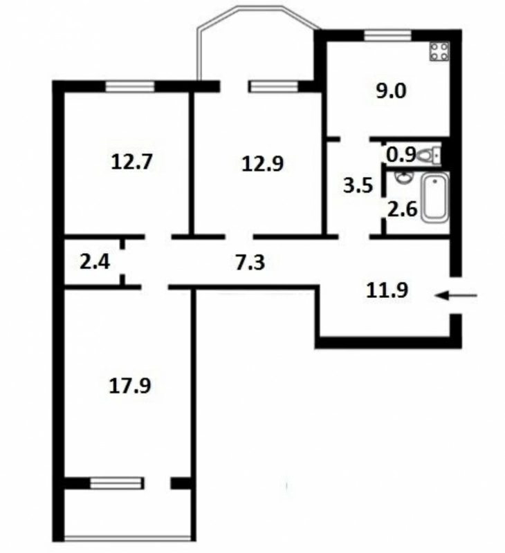 Продаж квартири. 3 rooms, 85 m², 7th floor/10 floors. 13, Курська 13, Київ. 