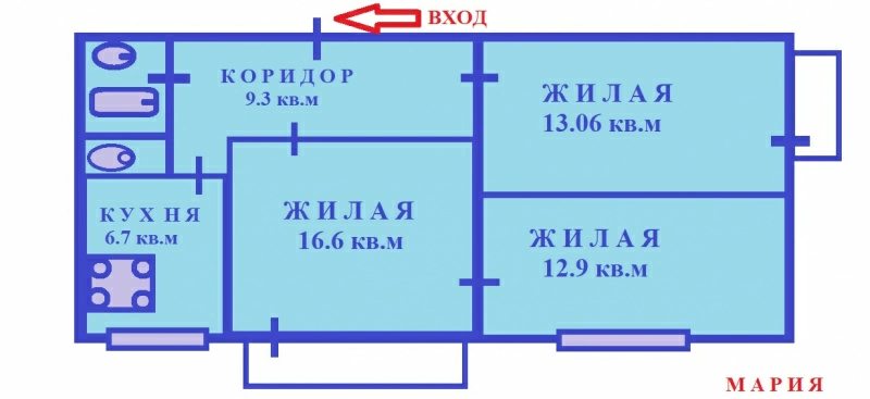 Apartments for sale. 3 rooms, 64 m², 4th floor/5 floors. Prospekt Boyko, Mariupol. 
