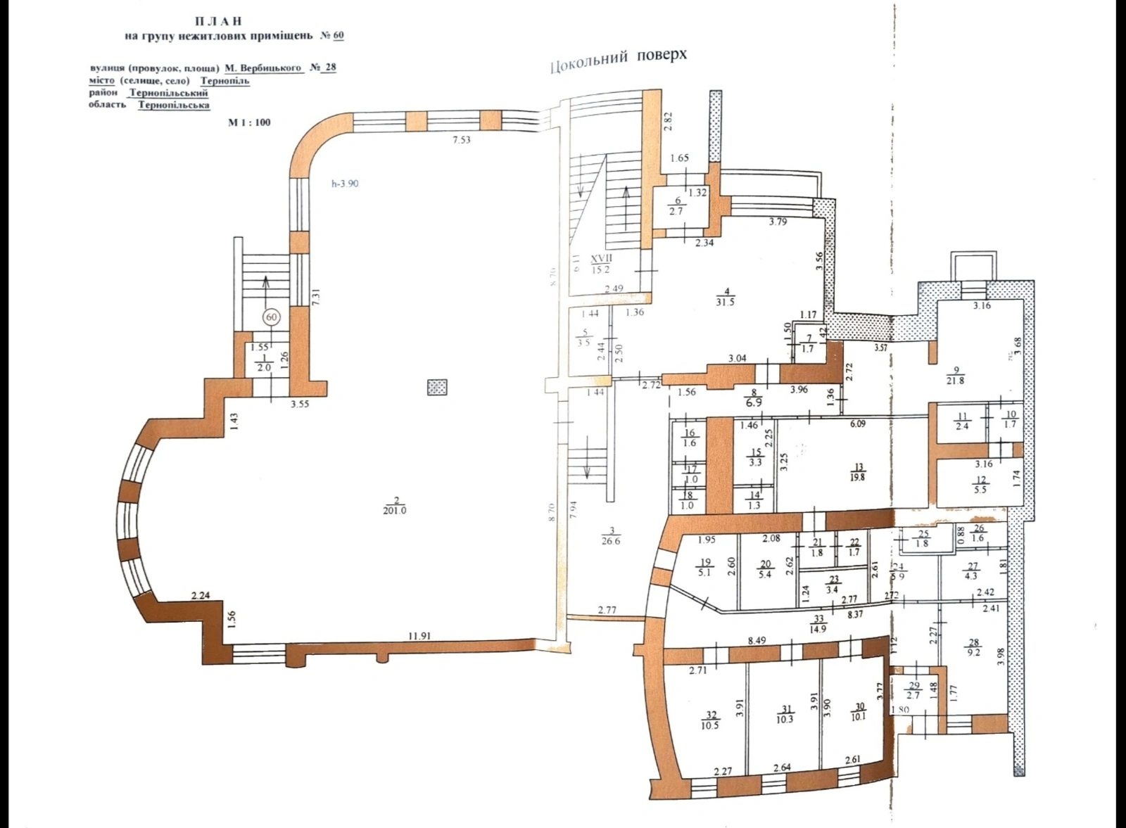 Commercial space for sale. 1044 m², 1st floor/2 floors. 28, Verbytskoho M. vul., Ternopil. 