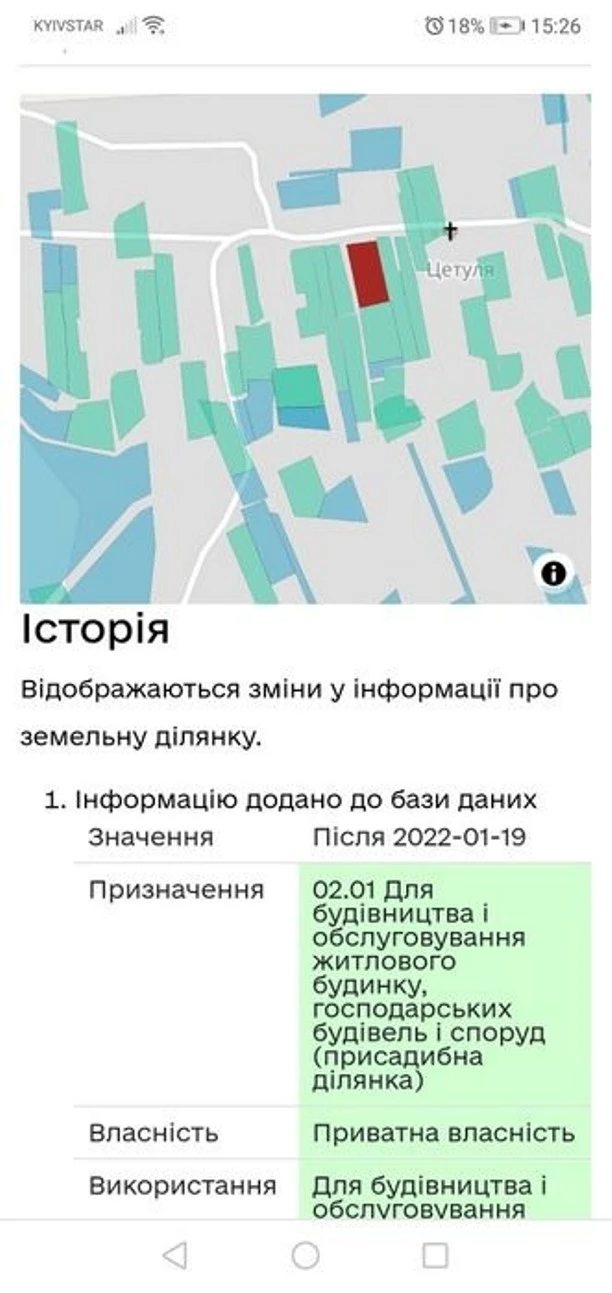 Land for sale for residential construction. Tsetulya. 