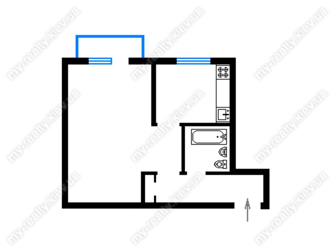 Apartments for sale. 1 room, 32 m², 3rd floor/5 floors. 72, Shcherbakovskoho Danyla ul. Shcherbakova, Kyiv. 