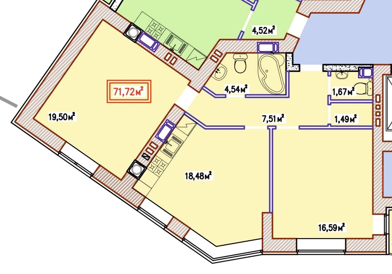 Продажа квартиры. 2 rooms, 70 m², 1st floor/10 floors. Софіївська Борщагівка. 