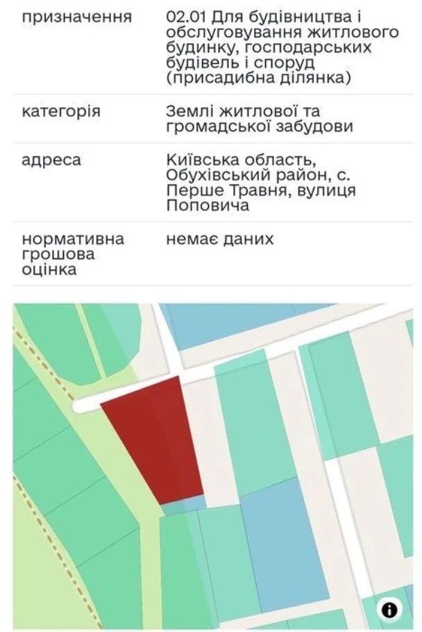 Land for sale for residential construction. Pershe Travnya. 