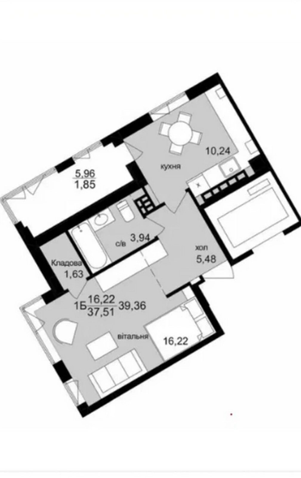 Продаж квартири. 1 room, 39 m², 5th floor/6 floors. Бам, Тернопіль. 