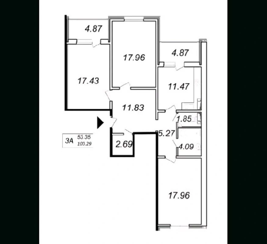 Apartments for sale 3 rooms, 100 m², 2nd fl./25 floors. 5, Serhiya Danchenka vul., Kyiv. 