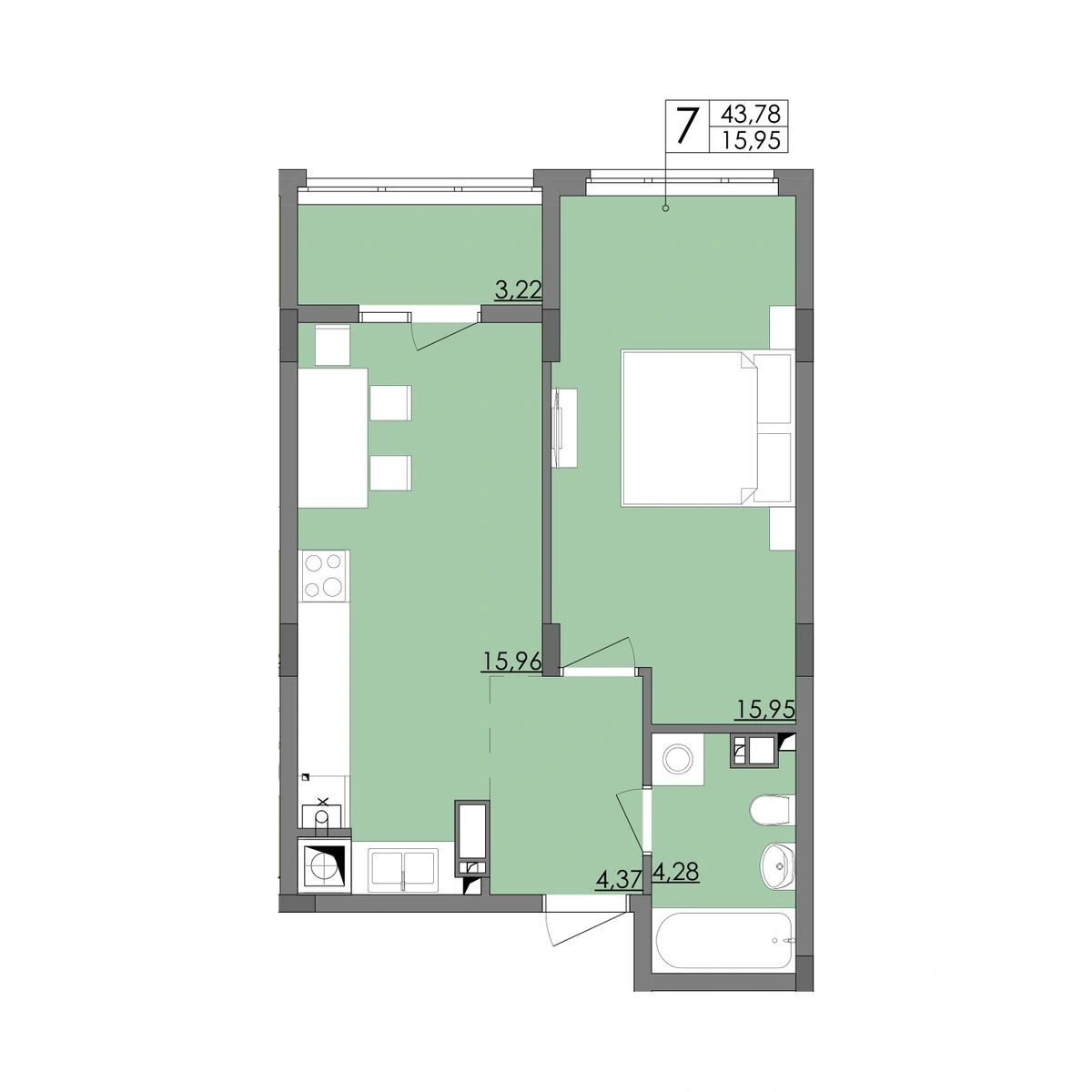 Apartments for sale. 1 room, 45 m², 8th floor/11 floors. 9, Boholyubova vul., Sofiyivska Borshchahivka. 