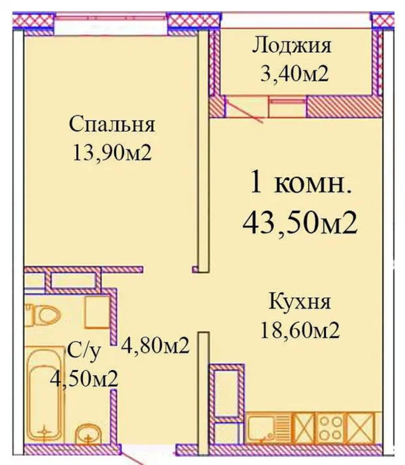 Продаж квартири. 1 room, 44 m², 3rd floor/24 floors. 27, Варненская ул., Одеса. 
