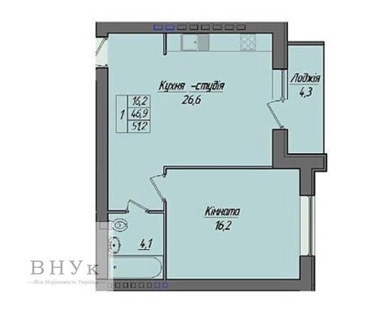 Продаж квартири. 1 room, 51 m², 1st floor/4 floors. Петриків / Шептицького вул., Тернопіль. 