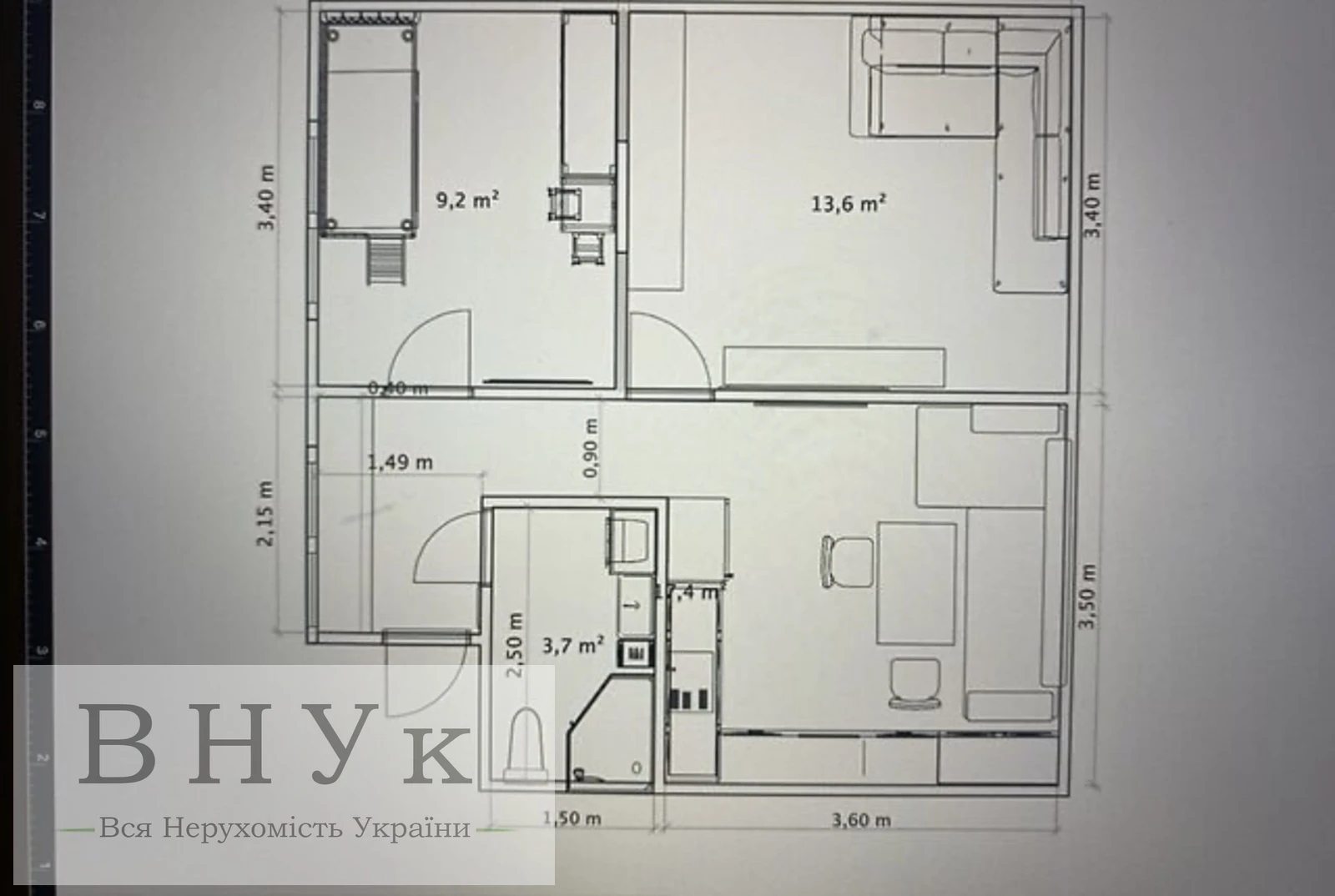 Apartments for sale 2 rooms, 43 m², 5th fl./5 floors. Novyy Svit vul., Ternopil. 