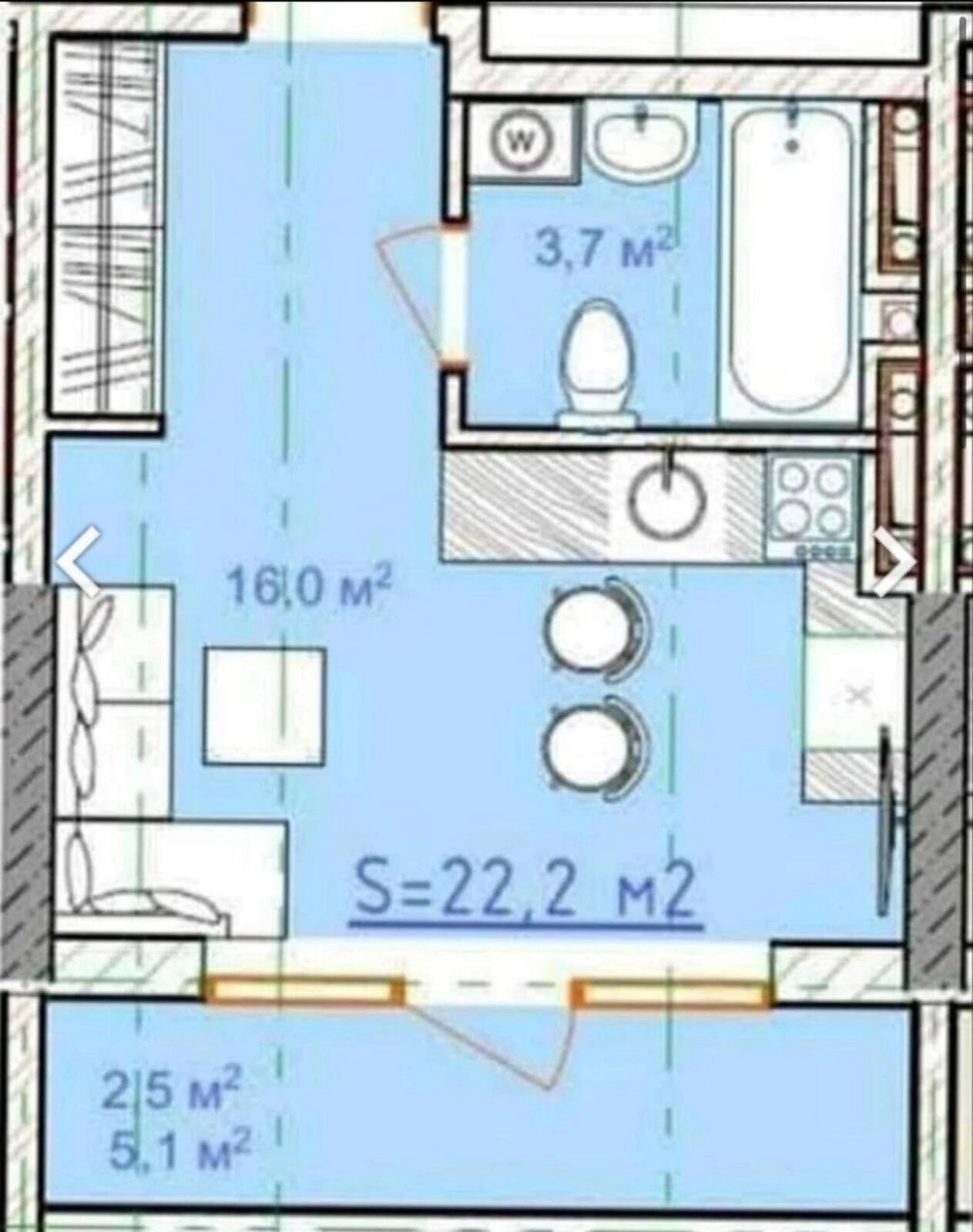 Продаж квартири. 1 room, 23 m², 9th floor/17 floors. 23, Спортивная , Одеса. 